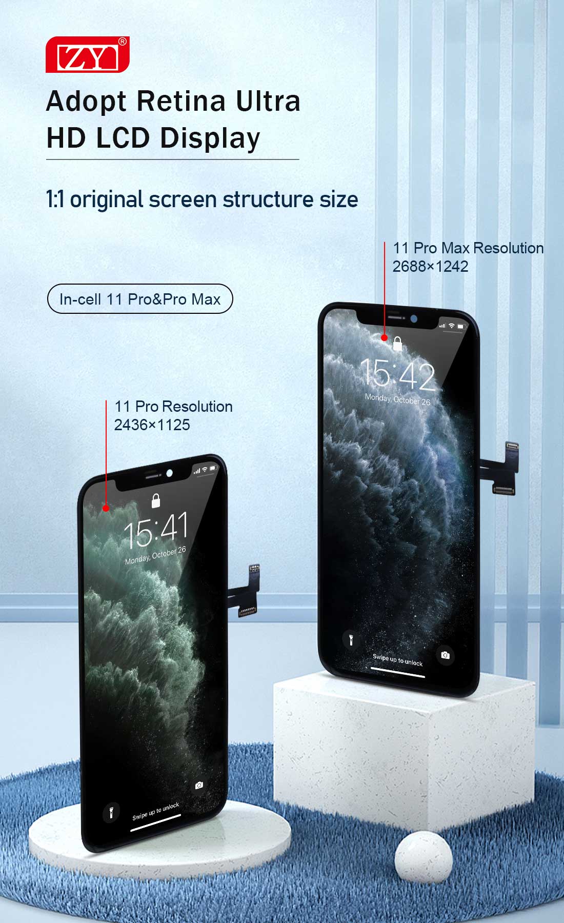 Écran Tactile iPhone 11 PRO MAX inCELL Apple PREMIUM Super Retina 6,5 in  Vitre SmartPhone Affichage True Tone Cristaux Liquides